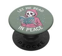 Let Me Read in Peace Ghost Bookish Book Lover Reading PopSockets Adhesive PopGrip