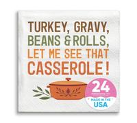 Let me see that Casserole Fall Table Decoration - Beverage Napkins - 24 Ct | Friendsgiving or Fall Harvest Themed Party, White 3-Ply Paper Beverage Cocktail Napkins for Drinks, Appetizers, Desserts