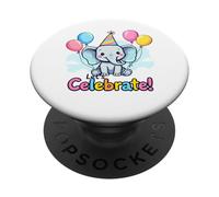 Let’s Celebrate Elephant T-Shirt - Cute Kids Birthday Party PopSockets Adhesive PopGrip