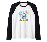 Let’s Celebrate Elephant T-Shirt - Cute Kids Birthday Party Raglan Baseball Tee