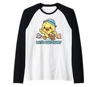 Let’s Egg Hunt Kawaii Easter Chick Cute Spring Cartoon Kids Raglan Baseball Tee