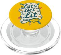 Let’s Get Lit Funny Christmas Lights Holiday Party Humor PopSockets PopGrip for MagSafe