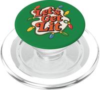 Let’s Get Lit Funny Christmas Party Holiday Lights Design PopSockets PopGrip for MagSafe
