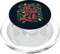 Let’s Get Lit Funny Christmas Party Holiday Lights Design PopSockets PopGrip for MagSafe