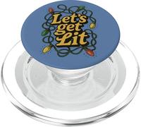 Let’s Get Lit Funny Christmas Party Holiday Lights Design PopSockets PopGrip for MagSafe