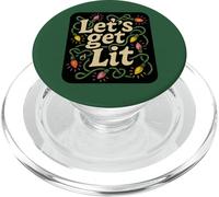 Let’s Get Lit Funny Christmas Party Holiday Lights Design PopSockets PopGrip for MagSafe