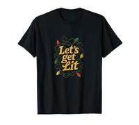 Let’s Get Lit Funny Christmas Party Holiday Lights Design T-Shirt