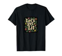 Let’s Get Lit Funny Christmas Party Holiday Lights Design T-Shirt