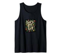 Let’s Get Lit Funny Christmas Party Holiday Lights Design Tank Top