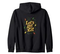Let’s Get Lit Funny Christmas Party Holiday Lights Design Zip Hoodie