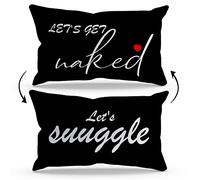 Let’s get Naked Let's Snuggle Reversible Throw Pillow Cover Pillowcase 12x20 inch Decor for Sofa Bed Couch Home Bedroom Wedding for Couples Wedding Engagement