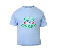 Let’s Get Smashed Halloween Statement Short Sleeve Cotton Toddler t Shirt, 1-2 Years, Pastel Blue