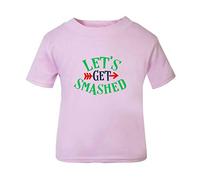 Let’s Get Smashed Halloween Statement Short Sleeve Cotton Toddler t Shirt, 1-2 Years, Pastel Pink