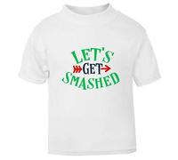 Let’s Get Smashed Halloween Statement Short Sleeve Cotton Toddler t Shirt, 1-2 Years, White