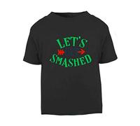 Let’s Get Smashed Halloween Statement Short Sleeve Cotton Toddler t Shirt, 3-4 Years, Black
