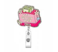 Let’s Get This Bread Badge Reel, Get Money Office Hustle Retractable Badge Reel for Entrepreneur Boss Babe Girl Boss, Funny Sarcastic Coworker Gift, Office Worker Retractable ID Holder