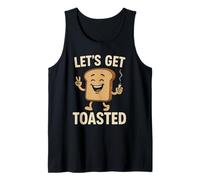 Let’s Get Toasted Cartoon Bread Retro Humor Playful Vibes Tank Top