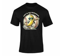 Let’s Go Bananas Baseball T-Shirt for Kids & Adults - Funny Cartoon Banana Sports Tee - Black M