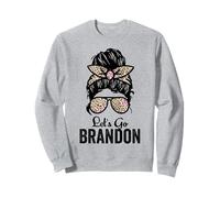 Let’s Go Brandon Conservative Leopard Messy Bun Sweatshirt