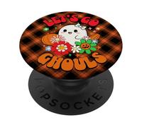 Let’s Go Ghouls Cute Ghost Halloween Retro Vintage Halloween PopSockets Adhesive PopGrip