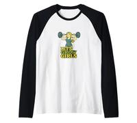 Let’s Grow Girls Weightlifter Quote Strength Power Raglan Baseball Tee