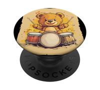 Let’s Jam with this Rocking Teddy Bear on Drums PopSockets Adhesive PopGrip