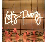 Let’s Party Neon Sign, Led Neon Sign for Wall Decor, Let’s Party Neon Light for Birthday, Christmas, Party Wedding Graduation, USB Powered, Warm White