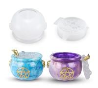 LET’S Resin Witch Cauldron Resin Mold, Halloween Resin Molds, 3D Jar Resin Molds Silicone 4.7'' Width, Large Jar Molds for Epoxy Resin Casting Craft, Storage Box,Candy Container,Candle Holder