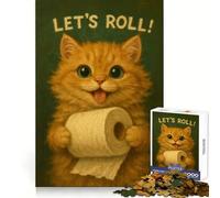 Let’s Roll Funny Cat Holding Toilet Paper Hard Jigsaw Puzzle for Adults 1000 Pieces Recall Boost Accurate Cut Real Challenge Home Art (38x52cm)