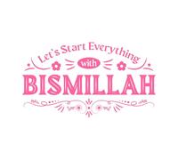 let Start Everything with Bismillah Mural and Wall Vinyl Decal 54.4x96.3cm Do not Damage The Wall Surface Pink