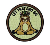 Let that S*** Go Meditation Sloth Patch Iron-On Animal Patches, Iron-On Patches, Patches, Finally Home