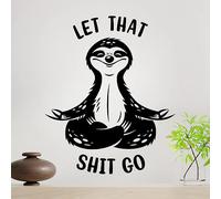 Let That Sht Go Room Decor Wall Art Home Stickers Relax Quotes Bathroom Sticker Kitchen Sloth Meditation Sign Stencils Decals Door Decal Quote Signs Transfers Decoration Transfer Living Room Funny