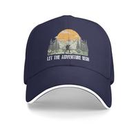 Let The Adventure Begin Cap Vintage Trees Wildlife Baseball Hat Navy Blue