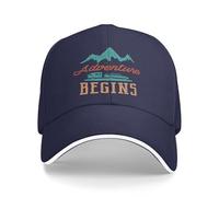 Let The Adventure Begin Cap Vintage Trees Wildlife Baseball Hat Navy Blue