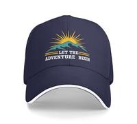 Let The Adventure Begin Cap Vintage Trees Wildlife Baseball Hat Navy Blue