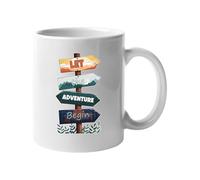 Let The Adventure Begin White Mug Mountain Travel Coffee Cup Motivational Gift for Hikers Campers Travelers Nature Lovers Outdoor Explorer Inspirational Ceramic Mug White Mug