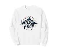 Let the adventure begin Wild & Free Mountain Adventure Is Out There Starry Night Sweatshirt, Adult Unisex, White, Large