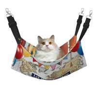 Let The Adventure Begin World Map Printed Pet Hammock - Sleeping Hammock For Cats, Rabbits, Ferrets, Puppies, Small Animals