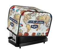 Let The Adventure Begin World Map Toaster Cover 2 Slice Kitchen Small Appliance Covers With Pockets Dust And Fingerprint Protectio