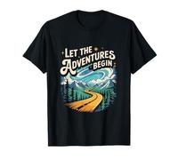 Let the Adventures Begin - Road Trip Mountain Art T-Shirt
