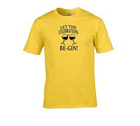 Let The Celebrations Be-Gin. Comical Alcohol Design- Men's T-Shirt Yellow