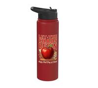Let The Chaos Begin Happy First Day of School Stainless Steel Insulated Water Bottle