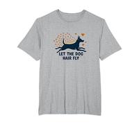 Let The Dog Hair Fly - Playful Pet Lover T-Shirt, Men's Big and Tall, Heather Grey, 5X Tall