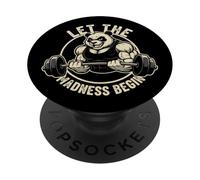 Let The Madness Begin Powerlifting Panda Bear | Funny Gym PopSockets Adhesive PopGrip