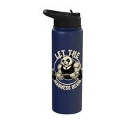 Let The Madness Begin Powerlifting Panda Bear | Funny Gym Stainless Steel Insulated Water Bottle