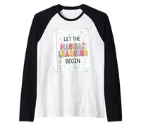Let The Magical Learning Begin Back to School Groovy Teacher Raglan Baseball Tee