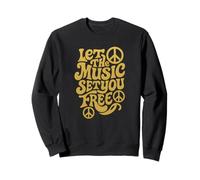 Let the Music Set Your Free Vintage 70s Style Peace Funky Sweatshirt