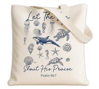 Let The Sea Shout His Praise Christian Tote Bag, Christian Tote Bag for Shopping Grocery Beach