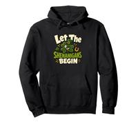 Let The Shenanigans Begin Funny Shamrock Character Pullover Hoodie