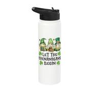 Let The Shenanigans Begin Irish Gnomes St Patrick's Day Stainless Steel Insulated Water Bottle